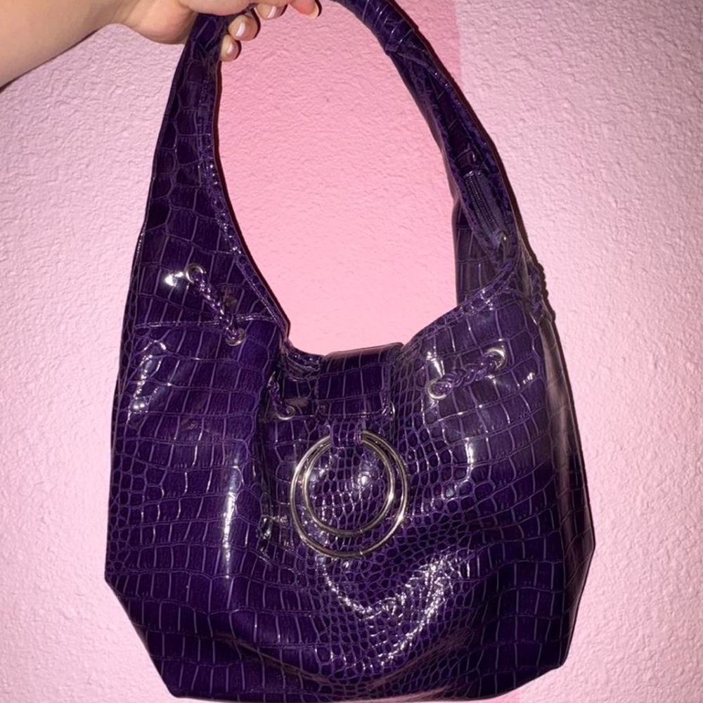 Purple Croc-Embossed Women's Bag
